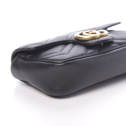 Gucci Calfskin Matelasse Super Mini GG Marmont Shoulder Bag Black 8 of 11