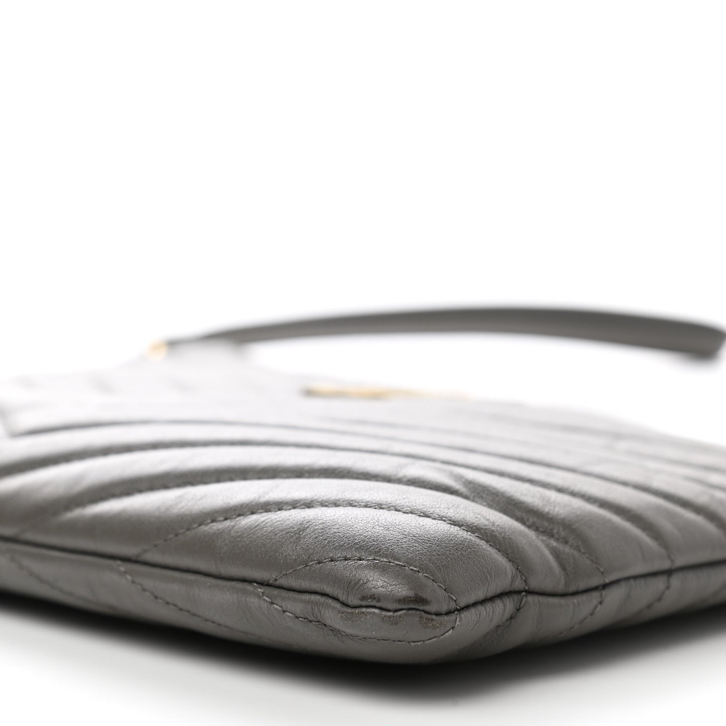 Calfskin Matelasse Chevron Monogram A5 Wristlet Dark Smog