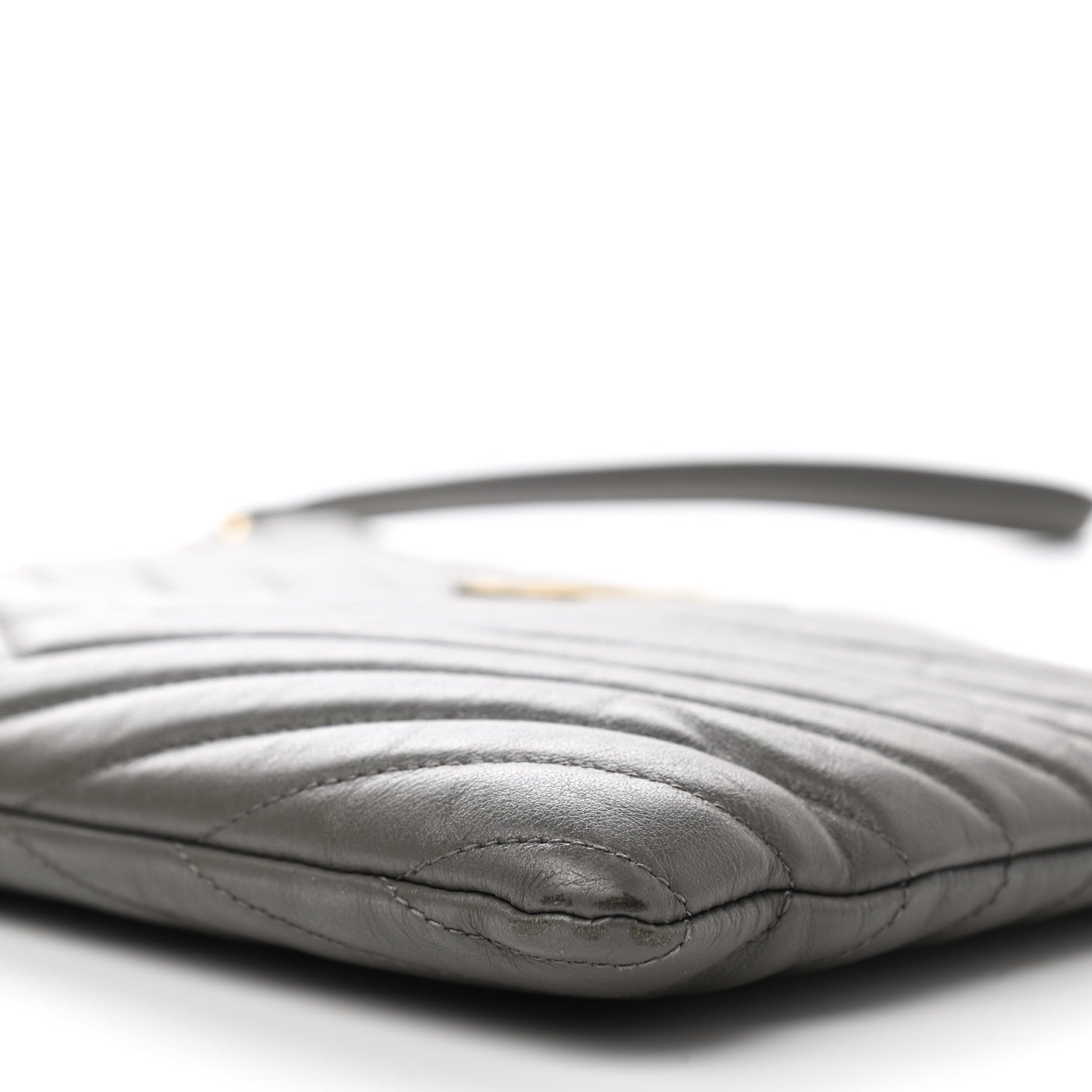 Saint Laurent Calfskin Matelasse Chevron Monogram A5 Wristlet Dark Smog 9 of 10