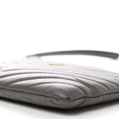 Saint Laurent Calfskin Matelasse Chevron Monogram A5 Wristlet Dark Smog 9 of 10