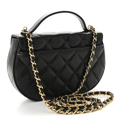 Chanel Shiny Aged Calfskin Quilted Flap Phone Holder With Chain Black 3 of 12