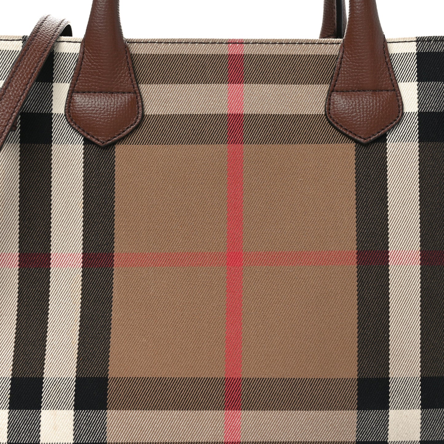 House Check Grainy Calfskin Medium Banner Tote Tan