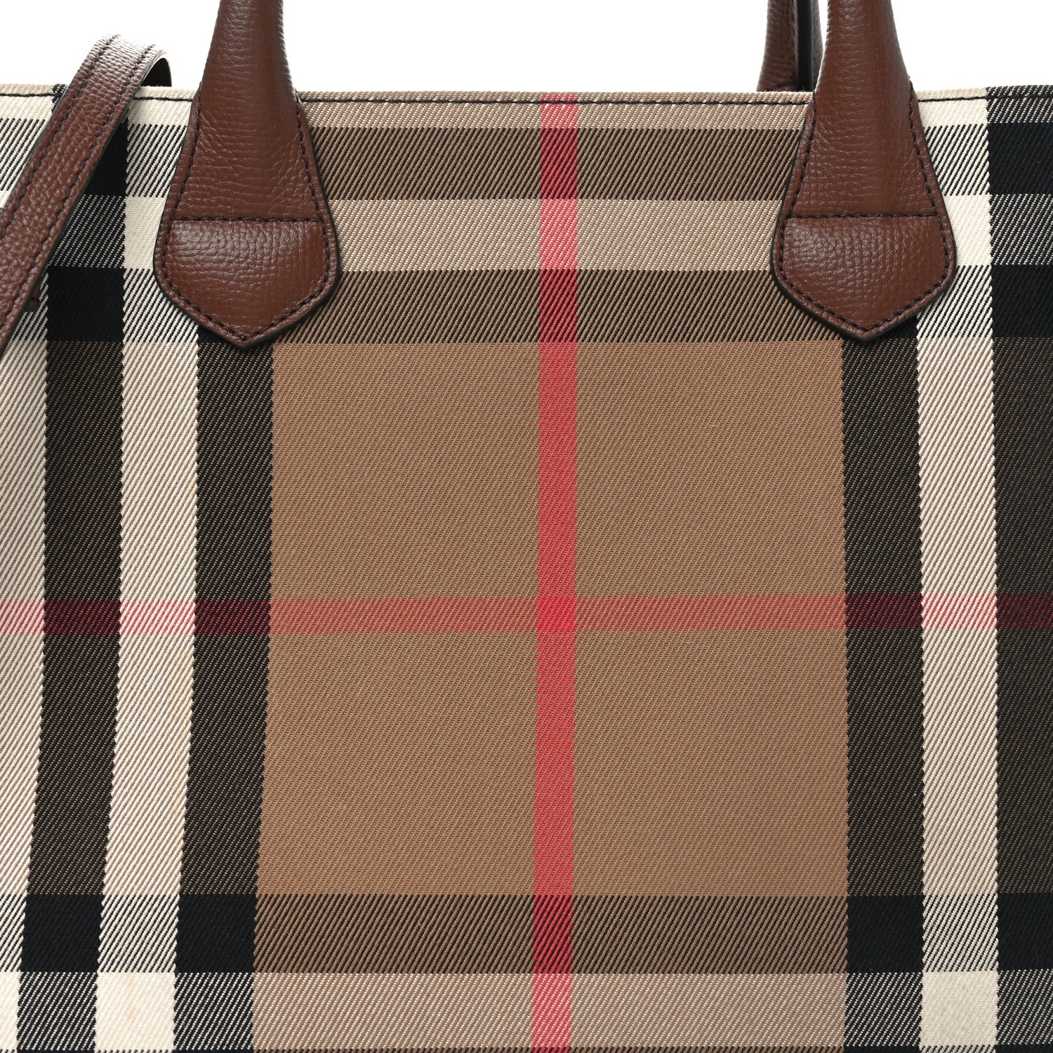 Burberry House Check Grainy Calfskin Medium Banner Tote Tan 7 of 10