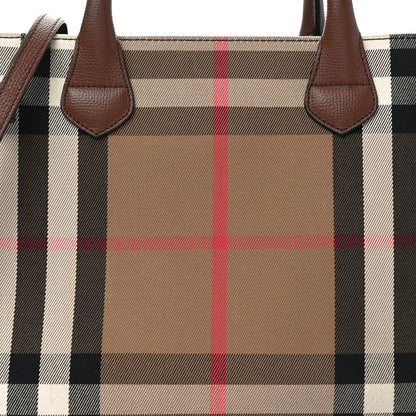 Burberry House Check Grainy Calfskin Medium Banner Tote Tan 7 of 10