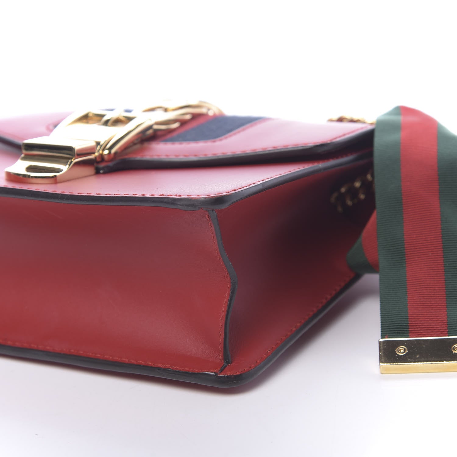 Gucci Calfskin Mini Sylvie Chain Shoulder Bag Hibiscus Red 8 of 9