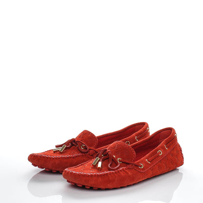 Louis Vuitton Suede Monogram Gloria Loafers 36 Rouge 3 of 6