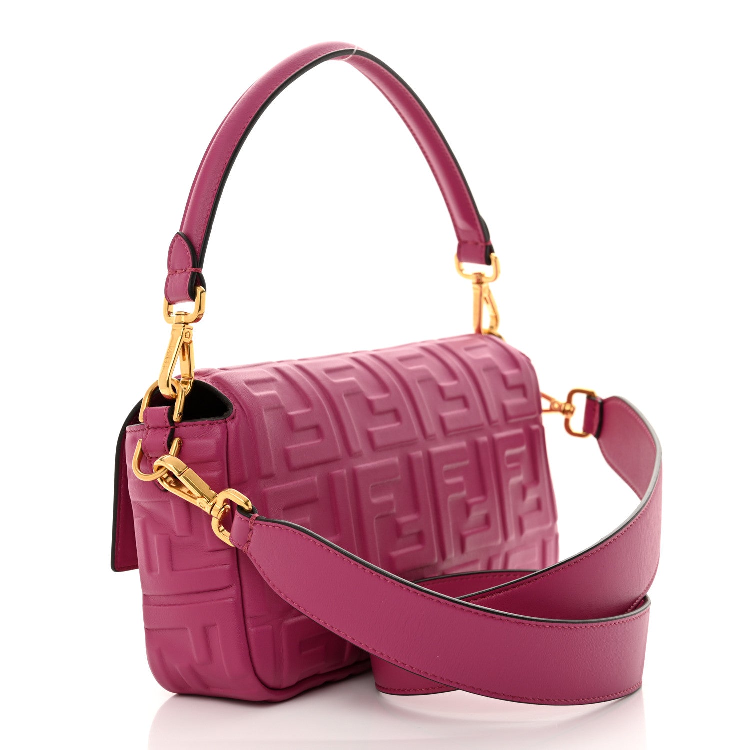 Fendi Nappa FF 1974 Embossed Baguette Ciclamino Pilar 3 of 10