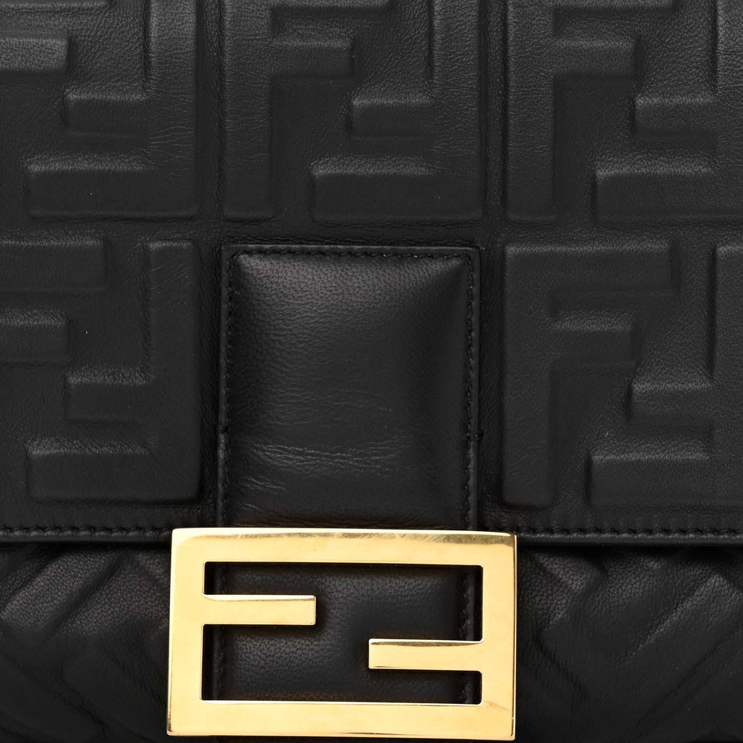 Fendi Nappa FF 1974 Embossed Large Baguette Black 8 of 10