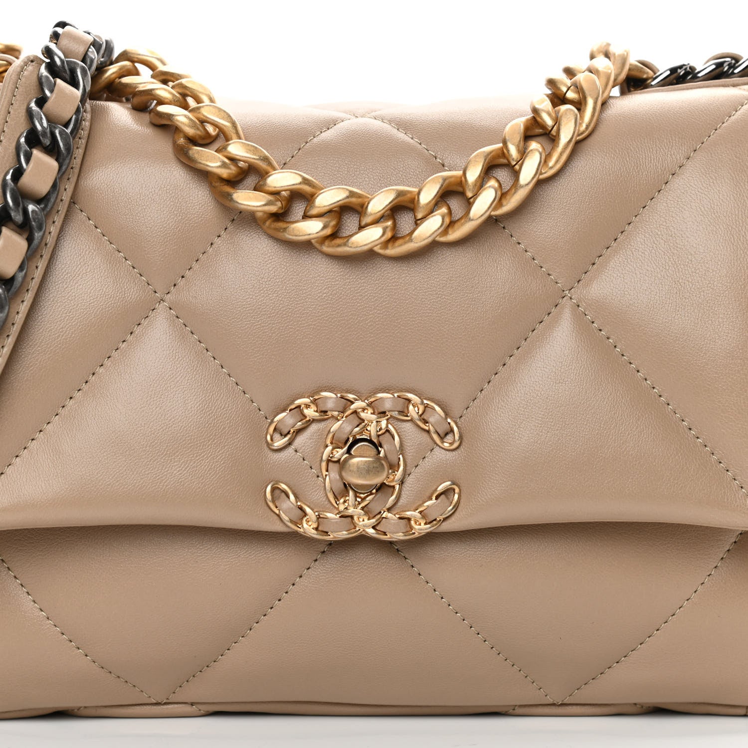 Chanel Lambskin Quilted Medium Chanel 19 Flap Dark Beige 8 of 11