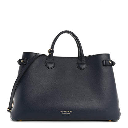 Burberry Grainy Calfskin House Check Large Banner Tote Ink Blue 1 of 15