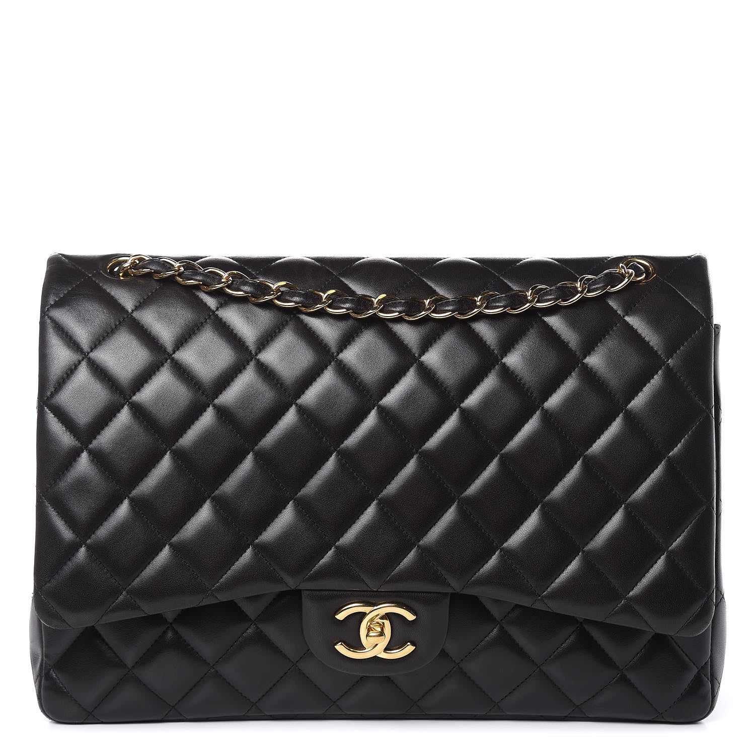 Chanel Lambskin Quilted Maxi Double Flap Black 1 of 15