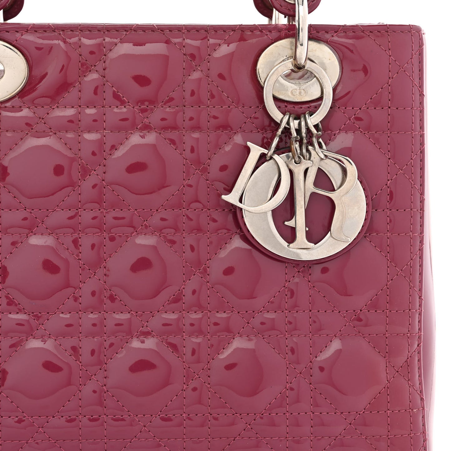 Patent Cannage Medium Lady Dior Dark Pink