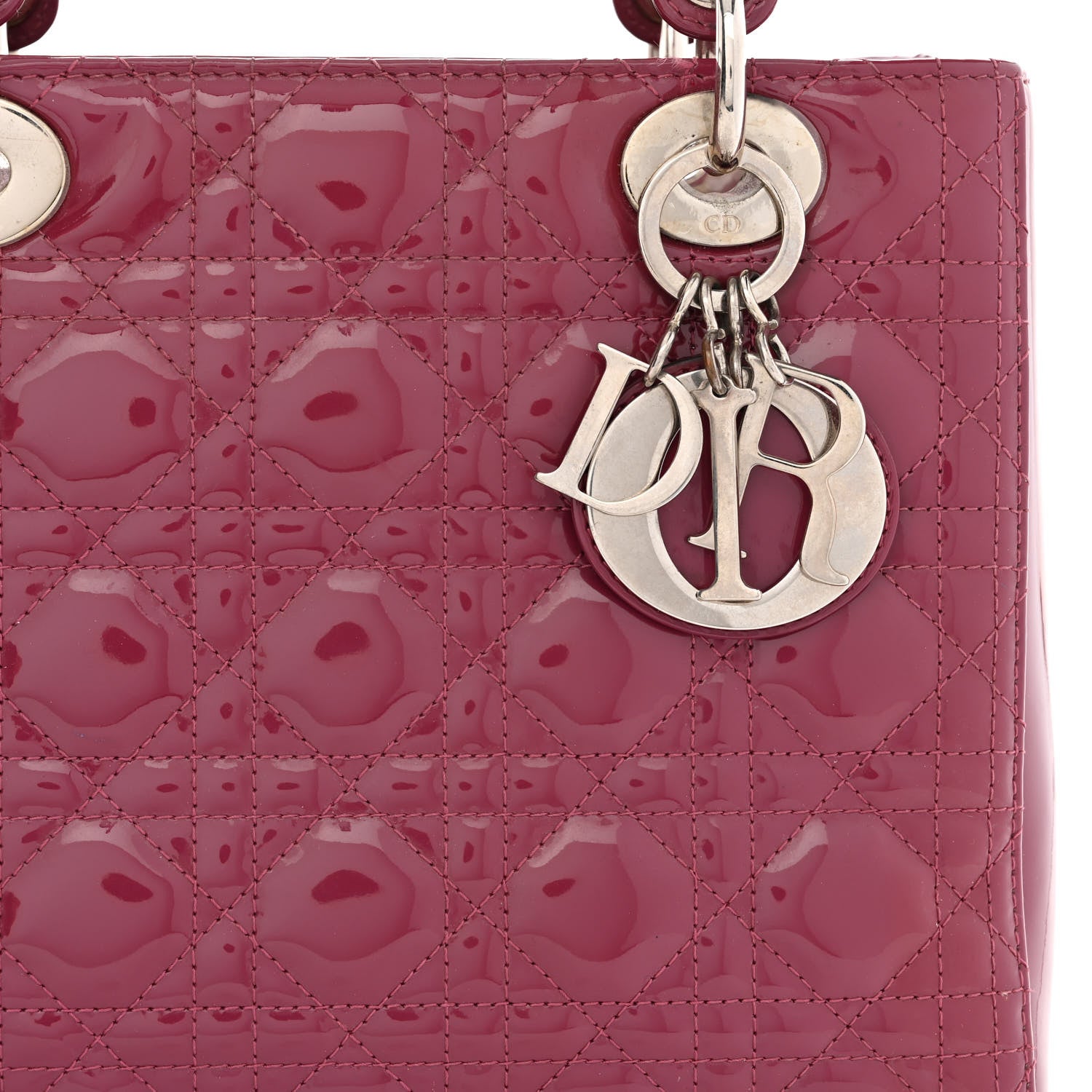 Christian Dior Patent Cannage Medium Lady Dior Dark Pink 3 of 12