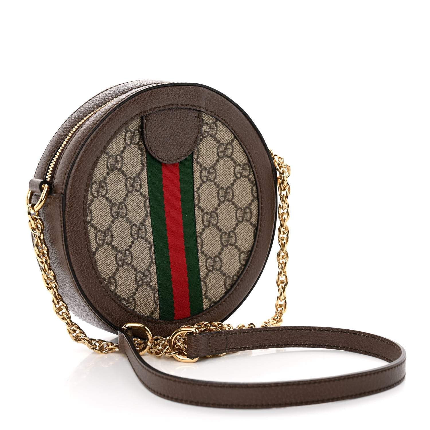 Gucci GG Supreme Monogram Web Mini Ophidia Round Shoulder Bag Brown 3 of 9