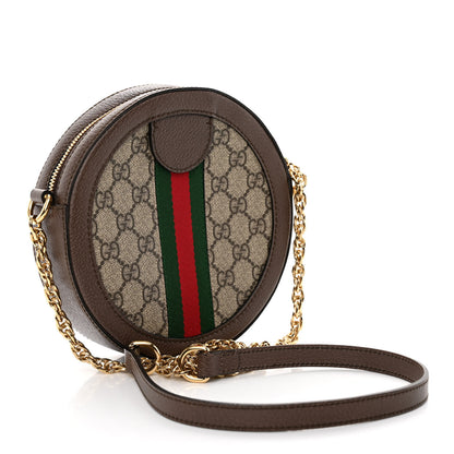 Gucci GG Supreme Monogram Web Mini Ophidia Round Shoulder Bag Brown 3 of 9