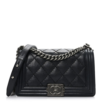 Chanel Calfskin Double Stitch Medium Boy Flap Black 1 of 10