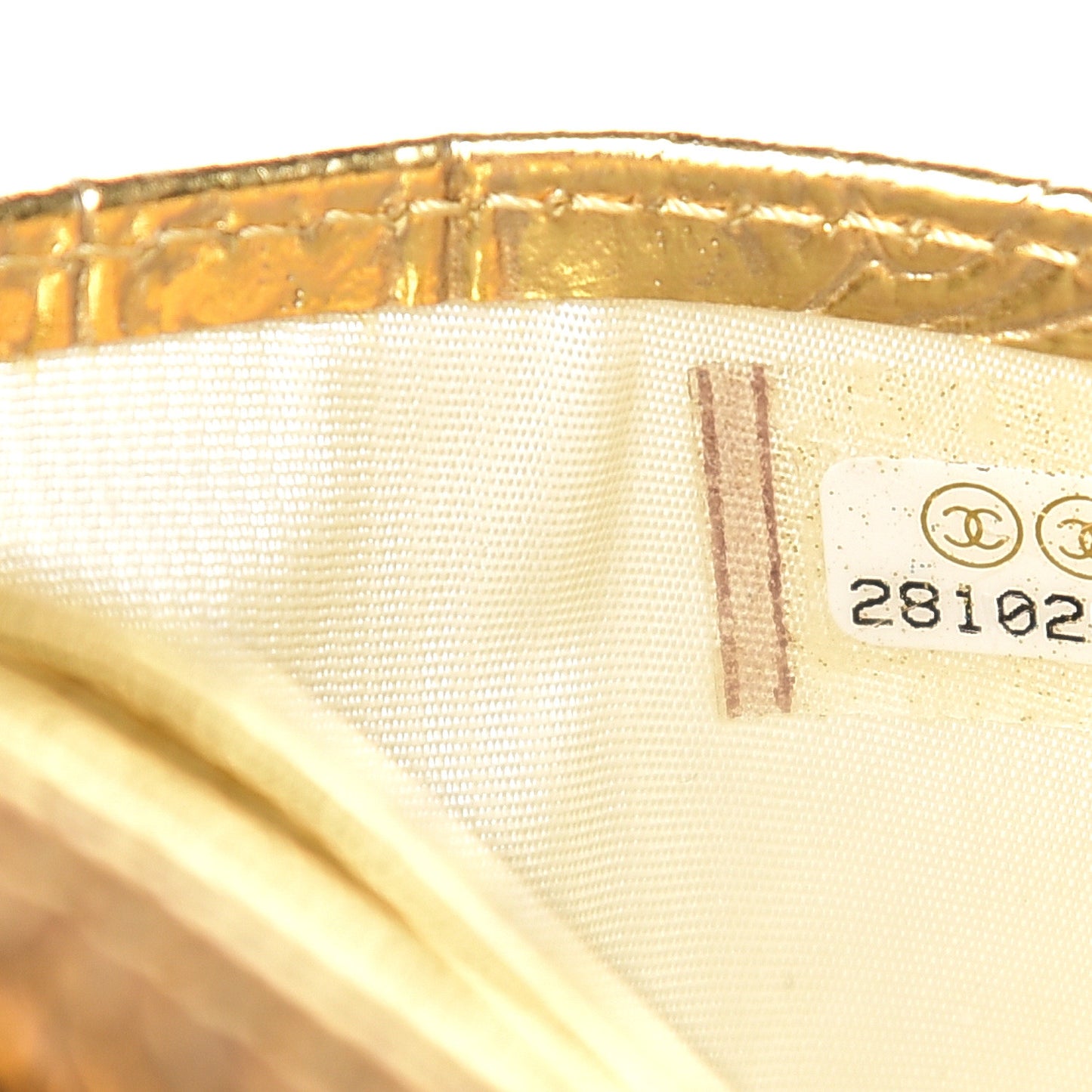 Metallic Calfskin Crocodile Embossed Cocodile Card Holder Gold