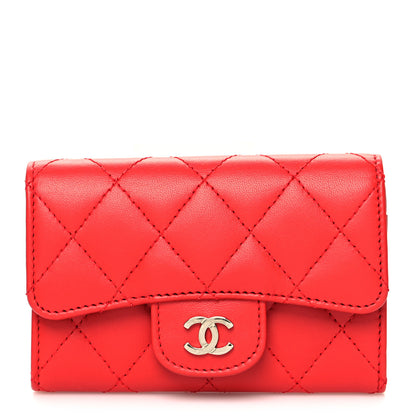 Chanel Lambskin Quilted Flap Card Holder Red 1 of 10