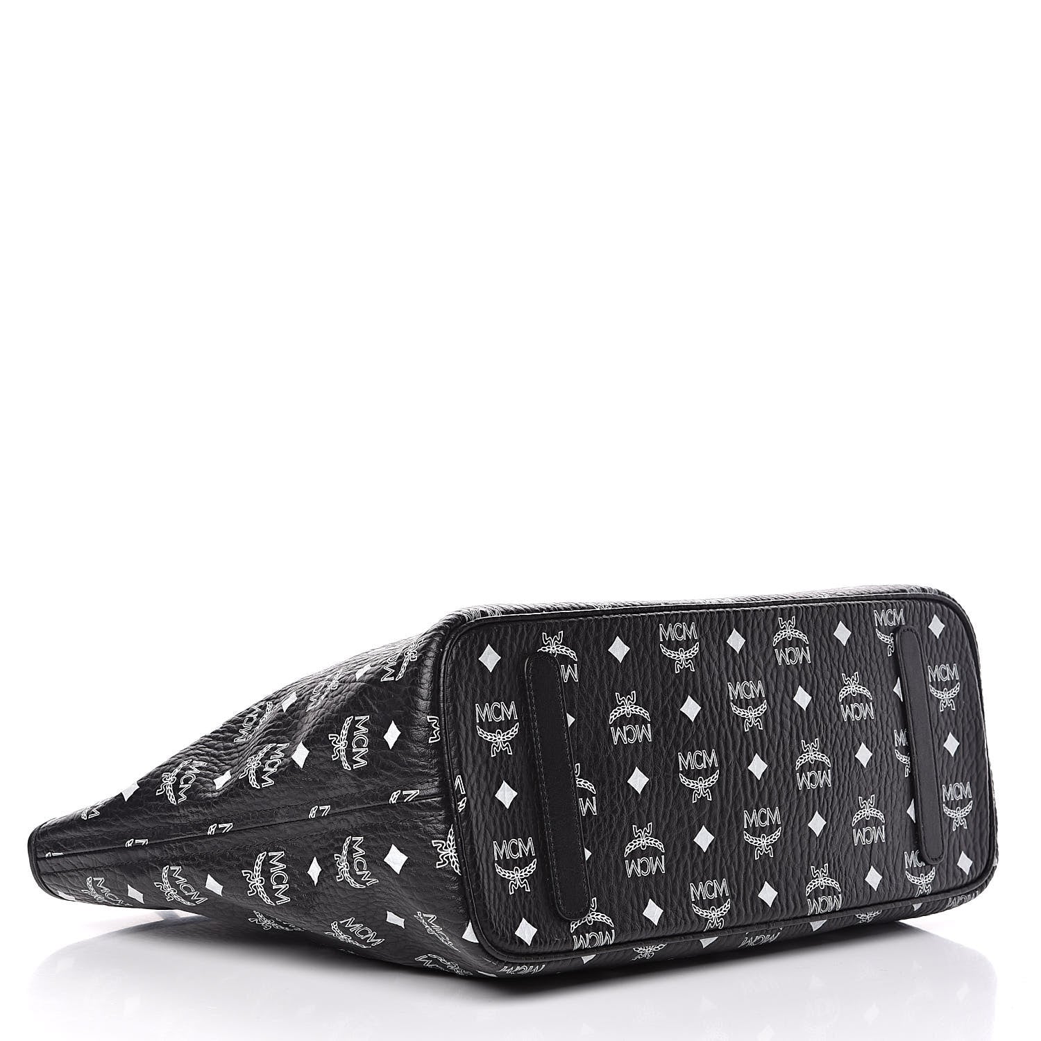 MCM Visetos Medium Anya Zip Top Shopper Tote Black 4 of 14