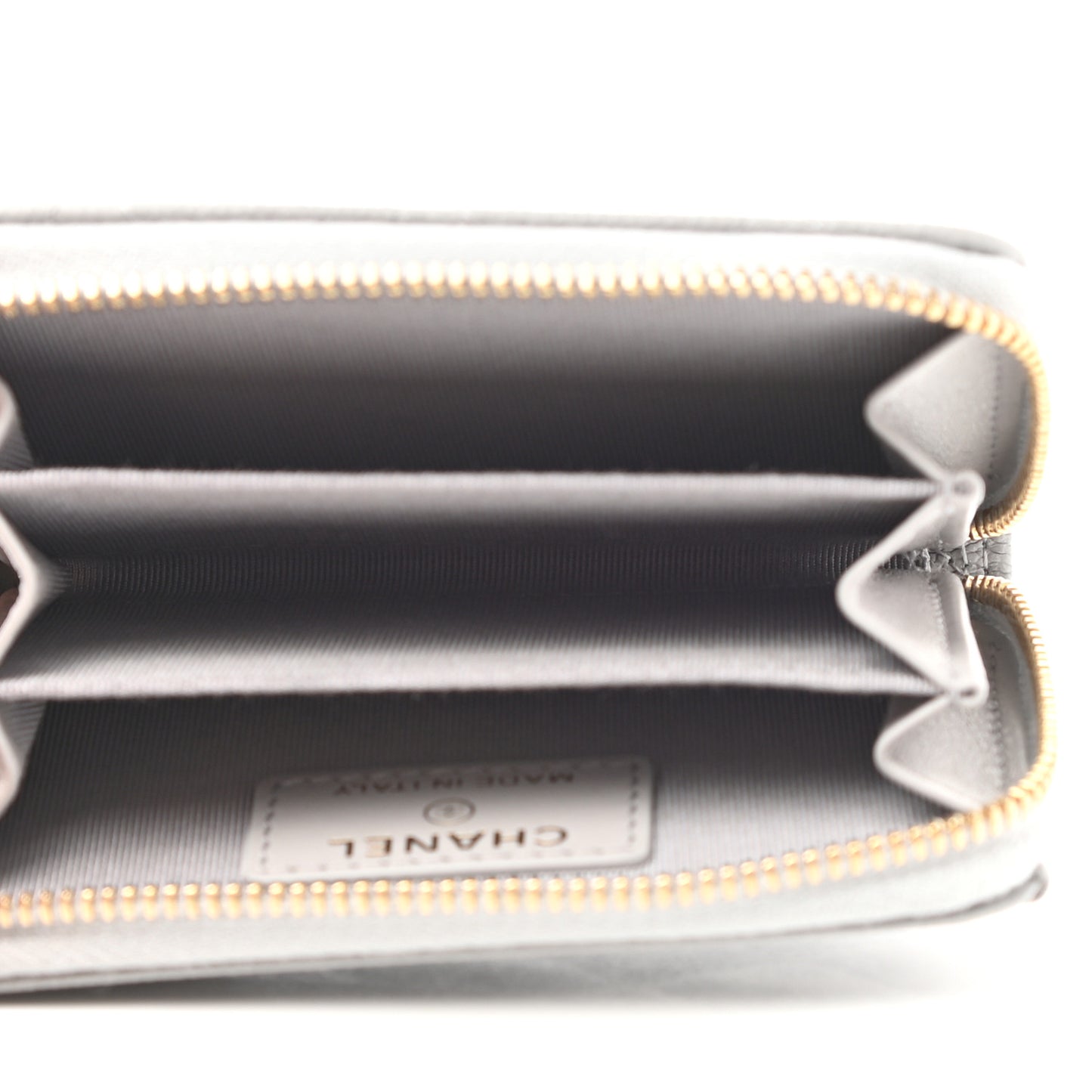Caviar Quilted Zip Coin Purse Grey