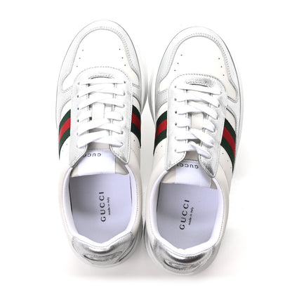Gucci Metallic Nappa Web Womens Chunky Sneakers 38 Silver 2 of 10