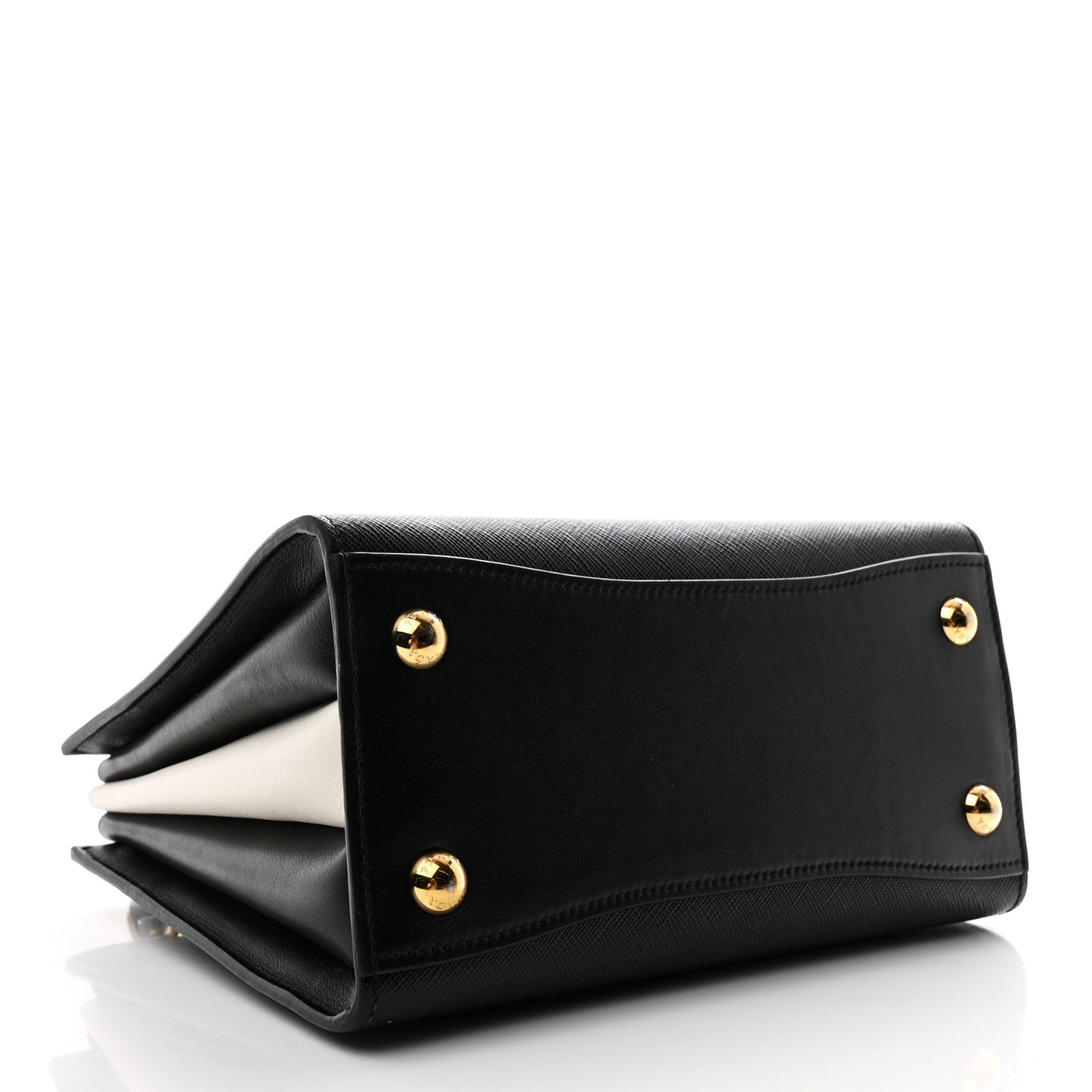 Saffiano City Calfskin Mini Bibliothèque Top Handle Black White