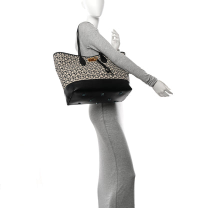 Salvatore Ferragamo Canvas Calfskin Large The Studio Tote Beige Black 2 of 10
