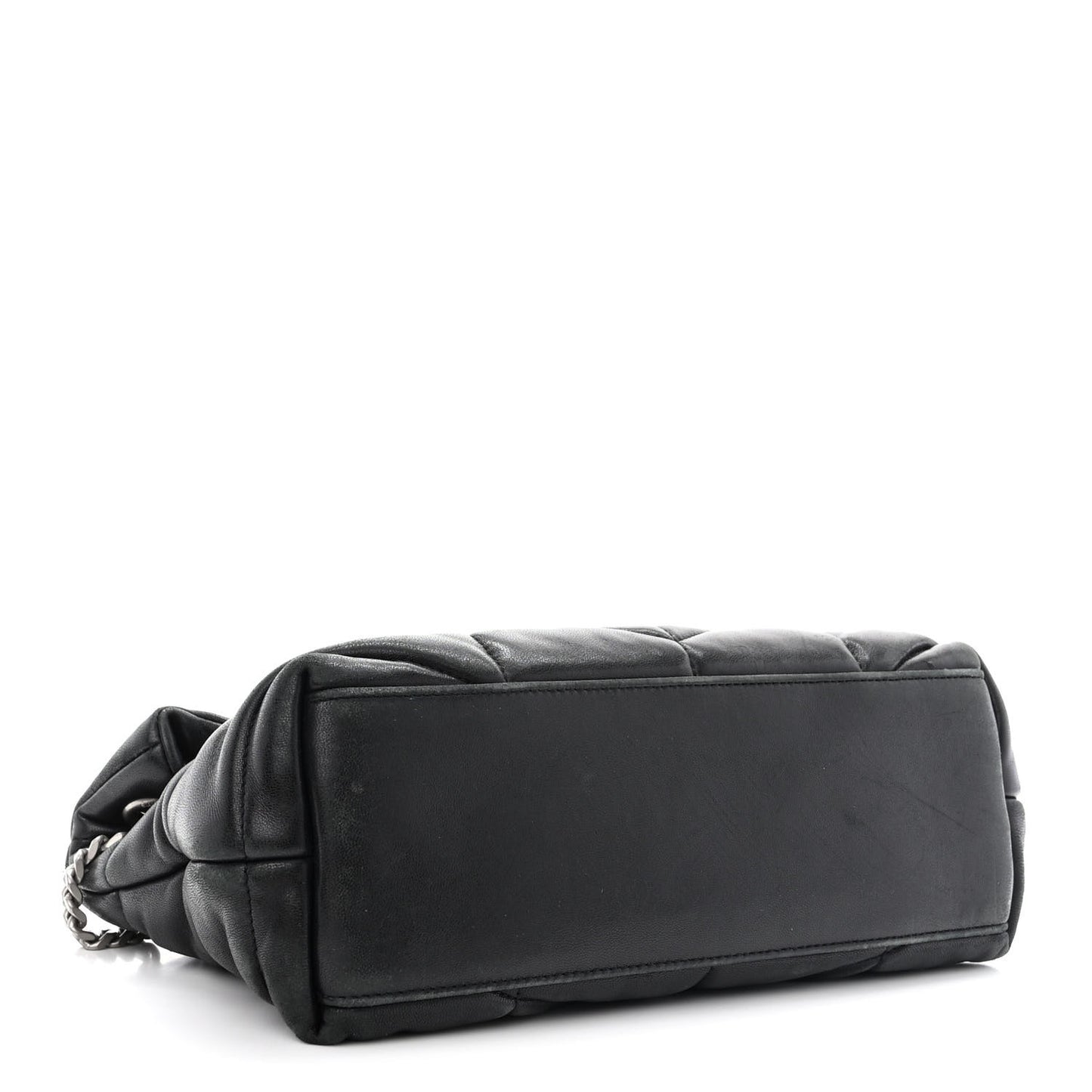 Lambskin Quilted Small Loulou Puffer Monogram Chain Satchel Black