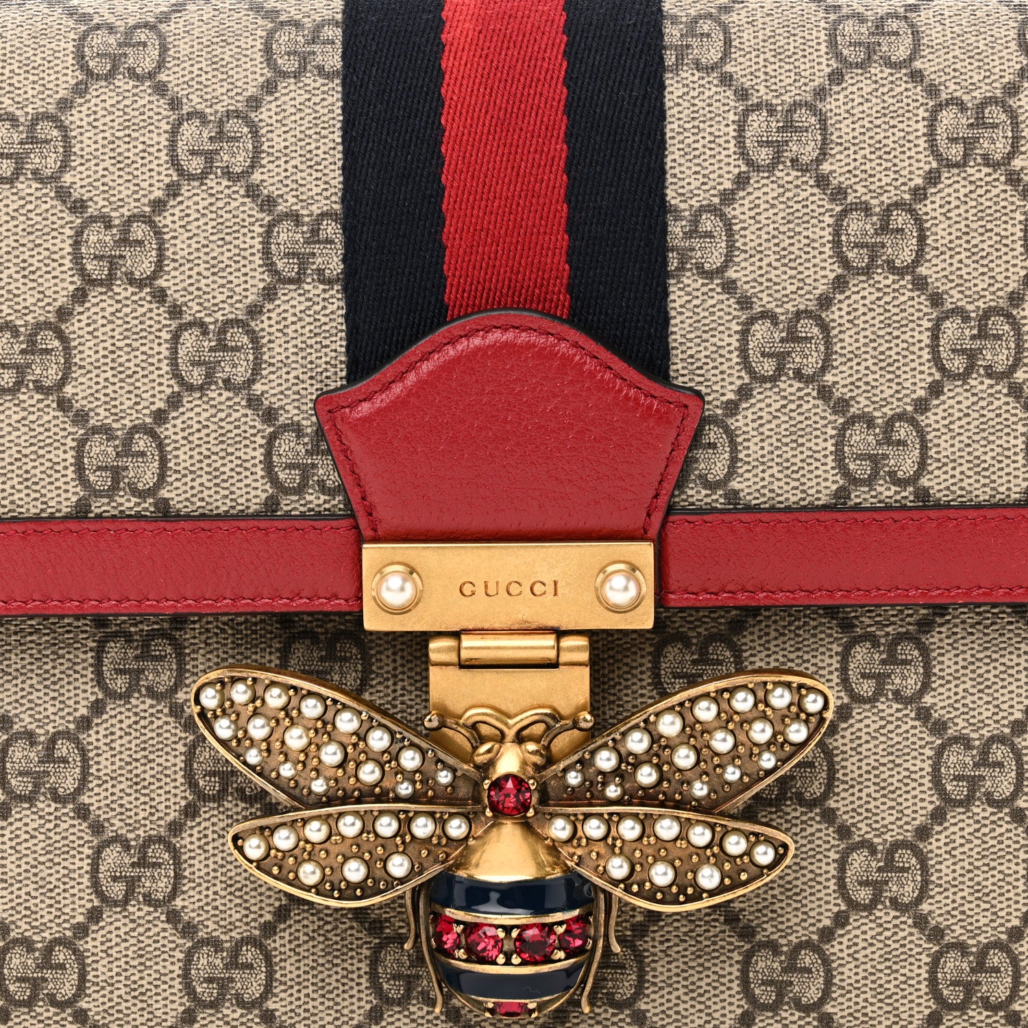 Gucci GG Supreme Monogram Medium Queen Margaret Shoulder Bag Red 8 of 10