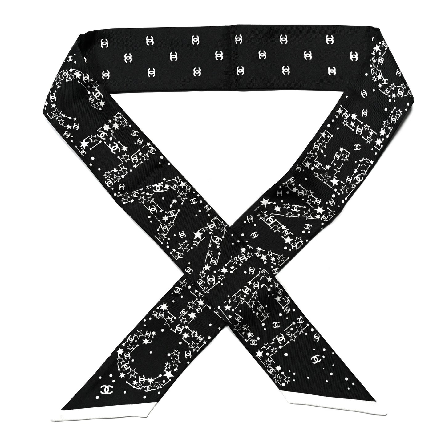 Silk Star Logo Slim Bandeau Scarf Black