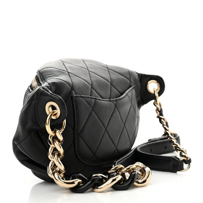 Chanel Lambskin Quilted Resin Bi-Color Waist Bag Fanny Pack Black 3 of 12