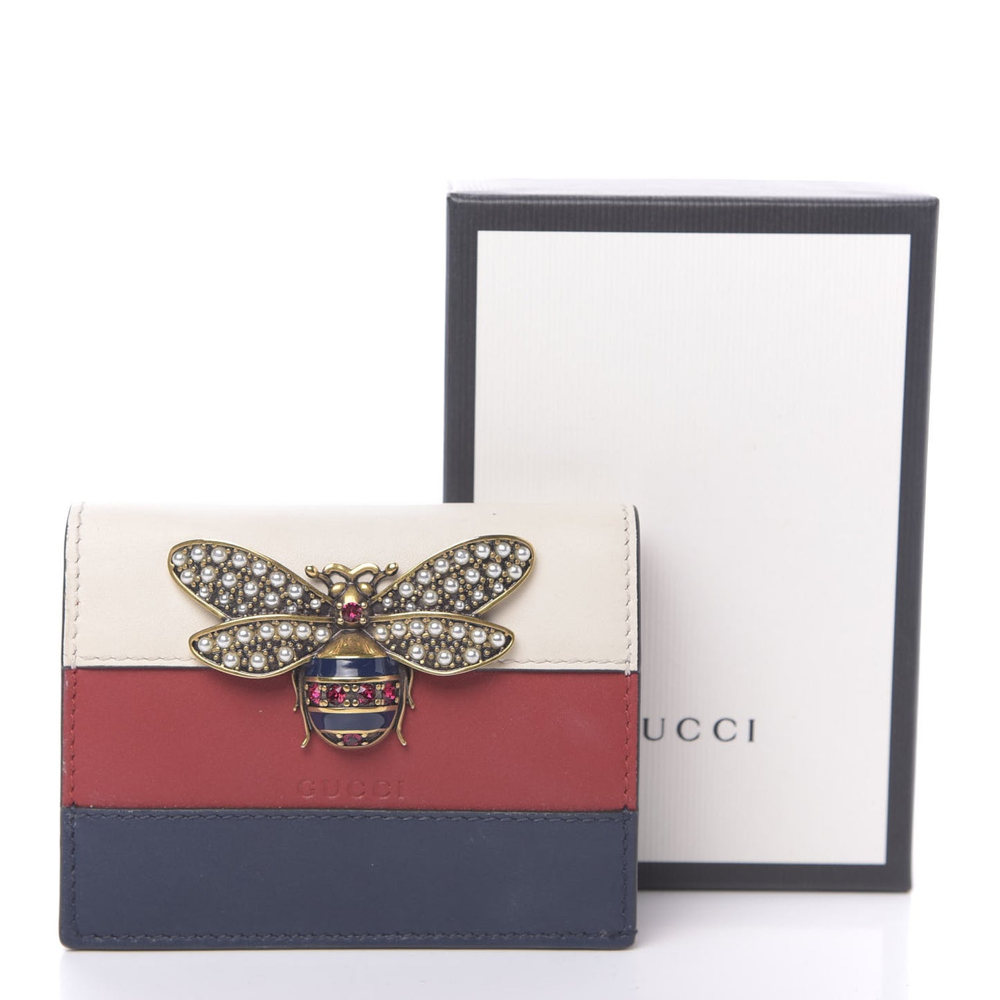 Calfskin Queen Margaret Card Case Wallet Blue Agata Hibiscus Red Mystic White
