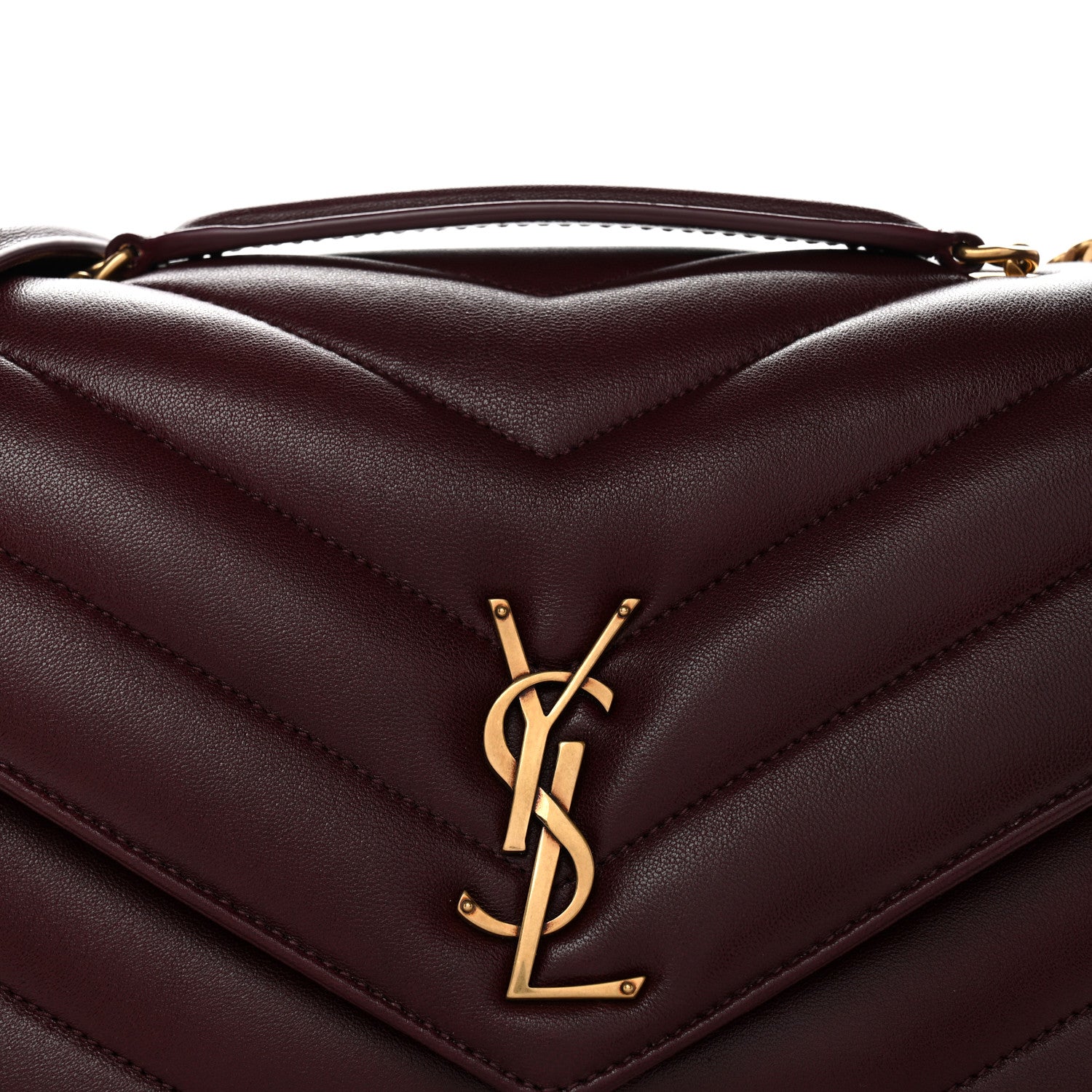 Saint Laurent Lambskin Chevron Quilted Medium LouLou Rouge Cabernet 9 of 11