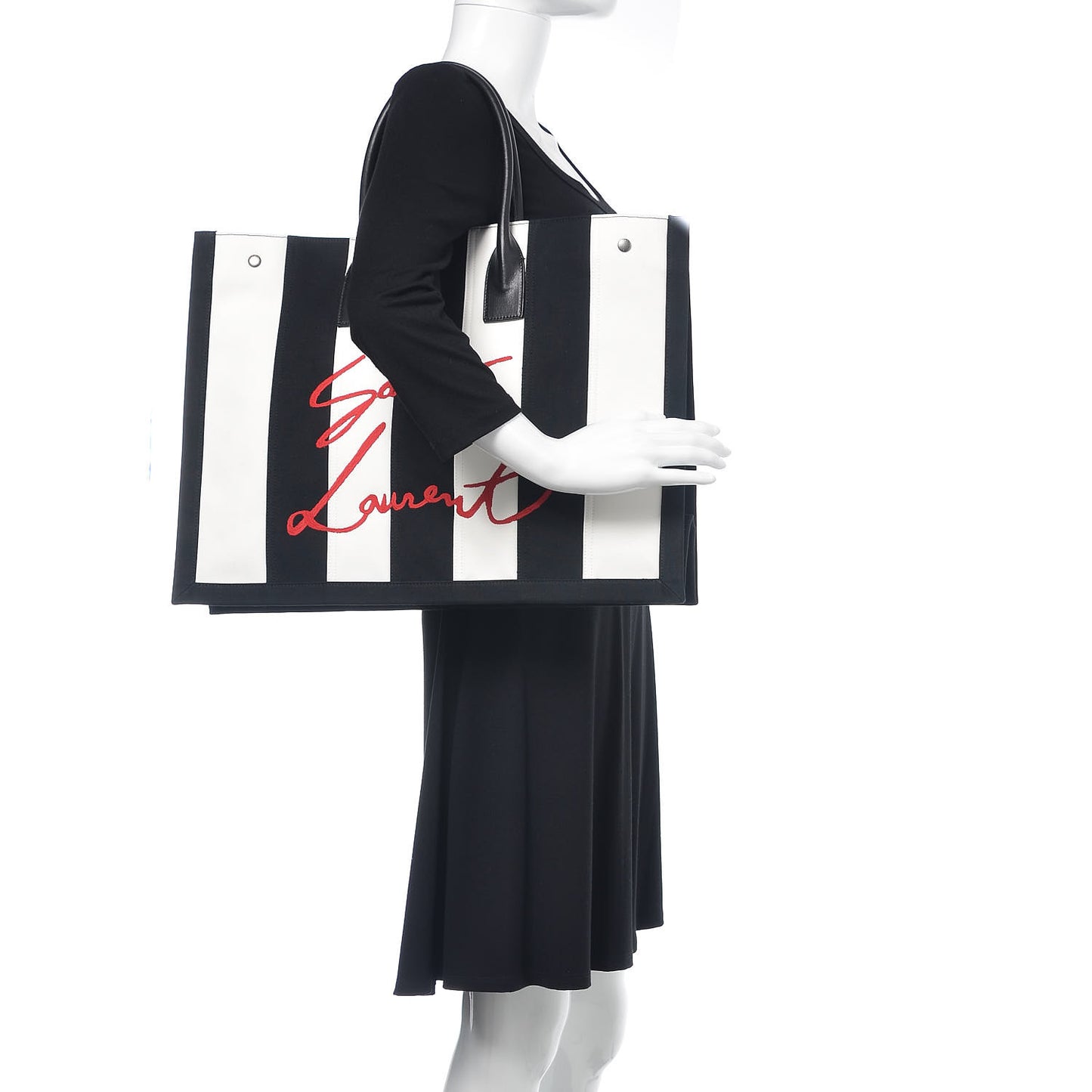 Canvas Noe Striped Tote Black White