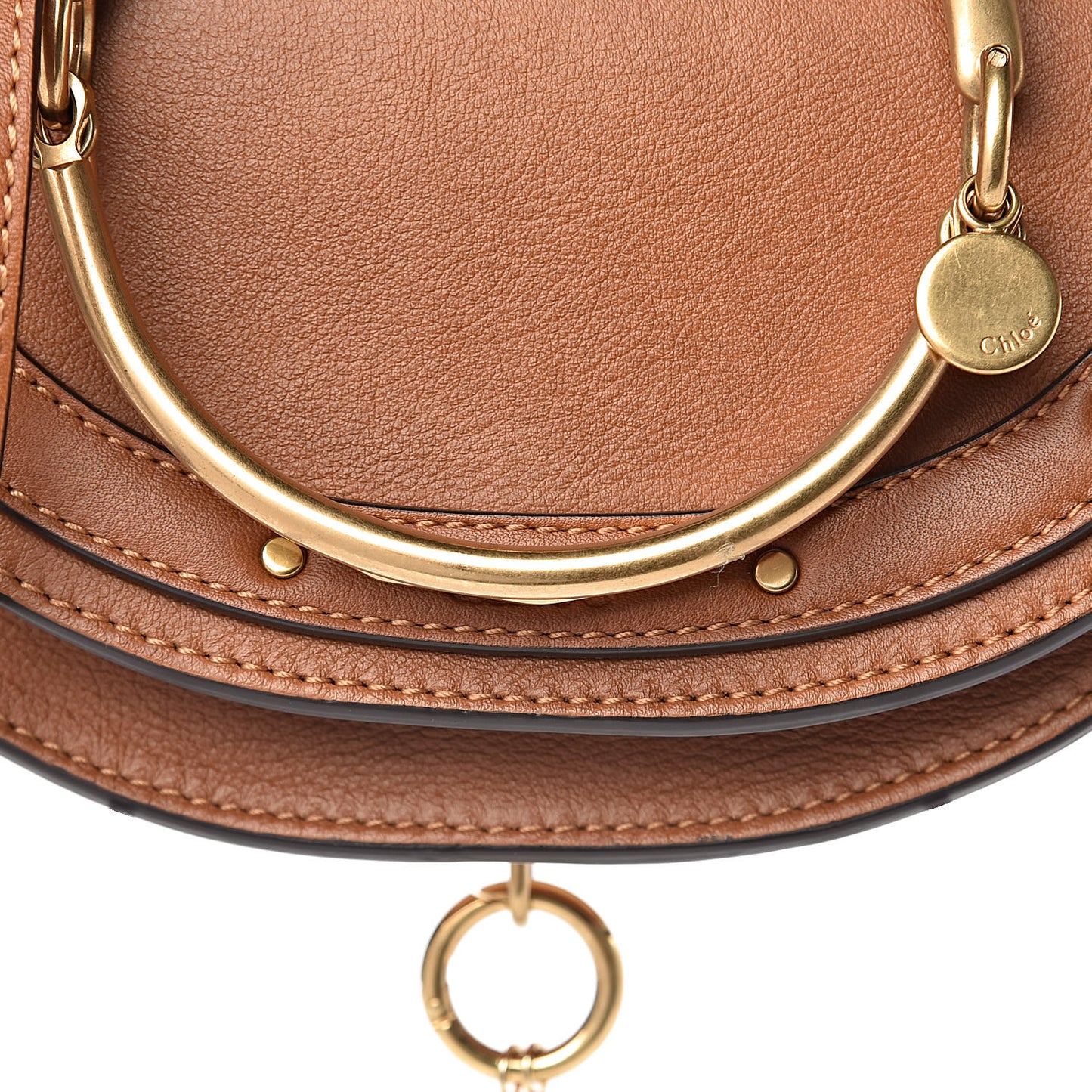 Calfskin Small Nile Bracelet Minaudiere Bag Caramel
