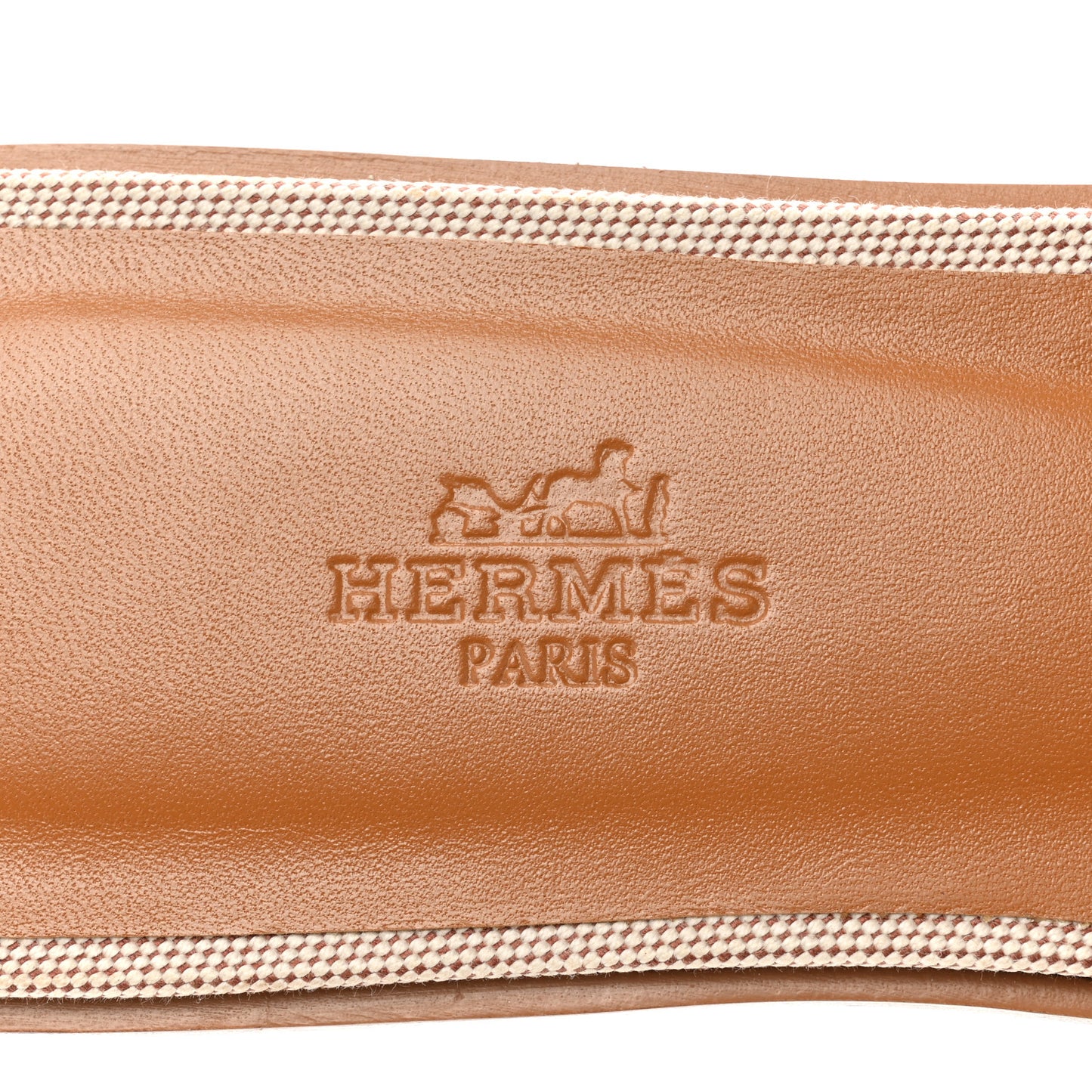 Calfskin Canvas Oran Sandals 39 Noisette Beige Dore