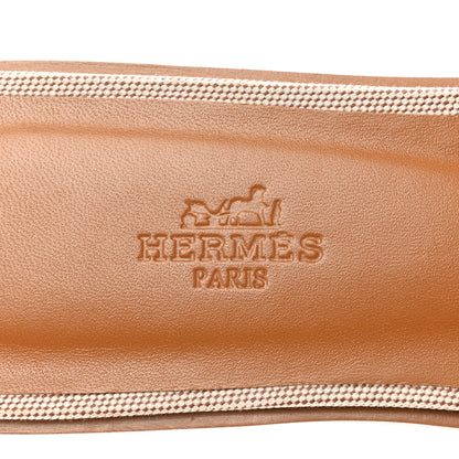 Hermes Calfskin Canvas Oran Sandals 39 Noisette Beige Dore 7 of 9