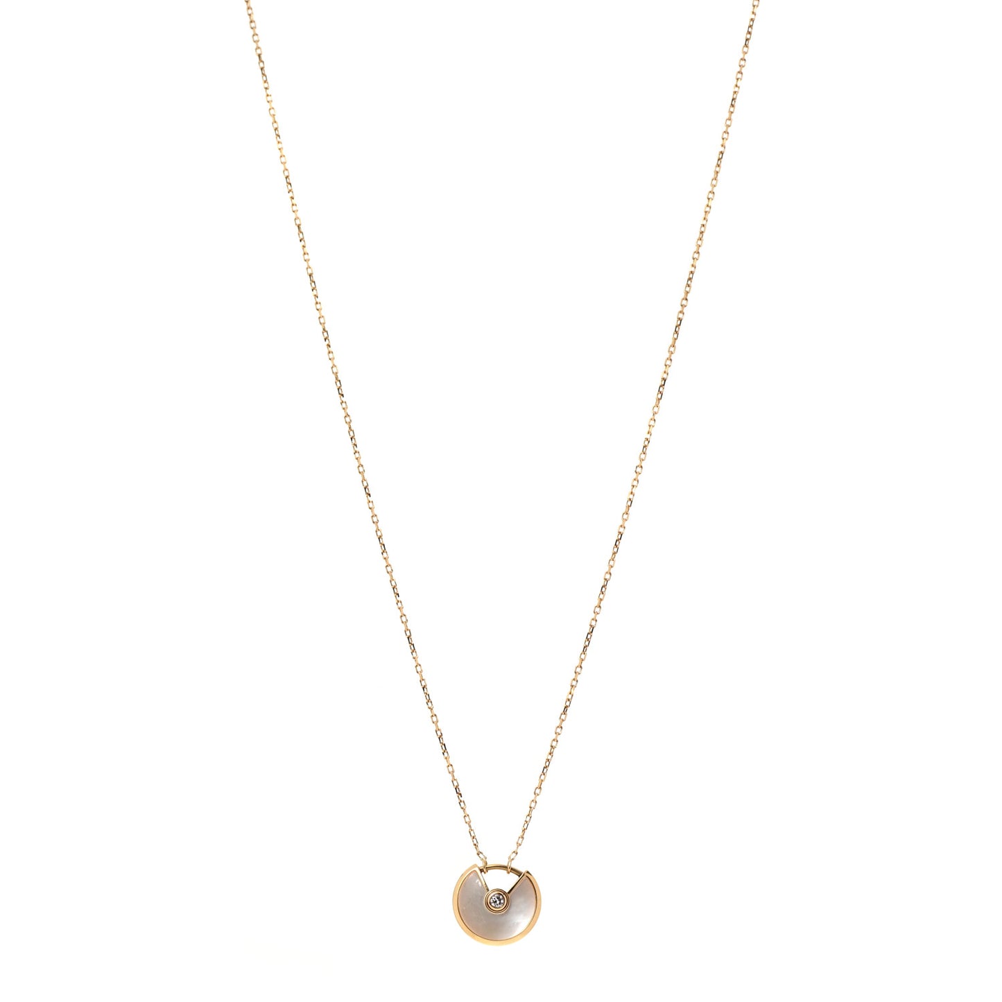 18K Yellow Gold Diamond Mother of Pearl XS Amulette de Cartier Pendant Necklace