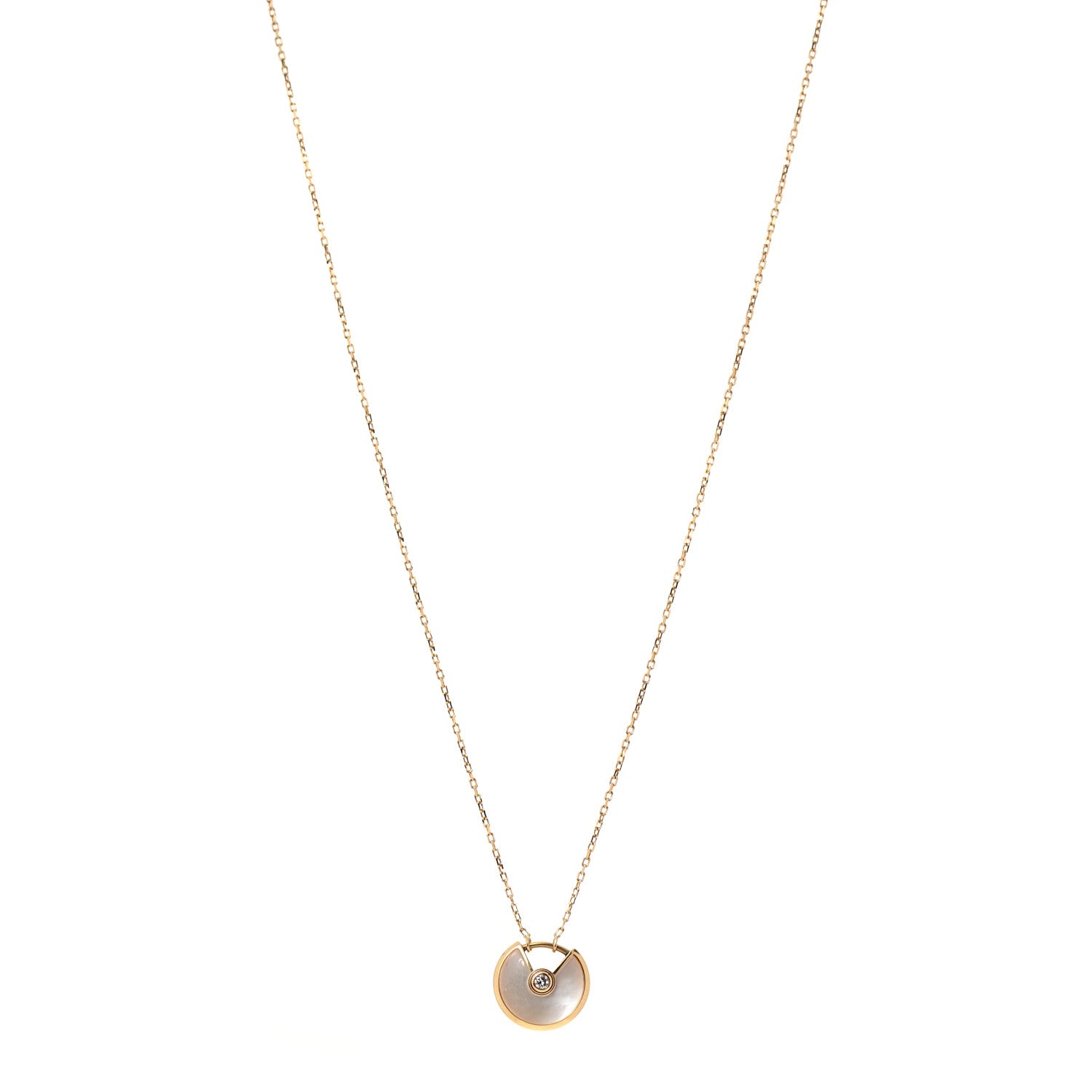 Cartier 18K Yellow Gold Diamond Mother of Pearl XS Amulette de Cartier Pendant Necklace 1 of 6