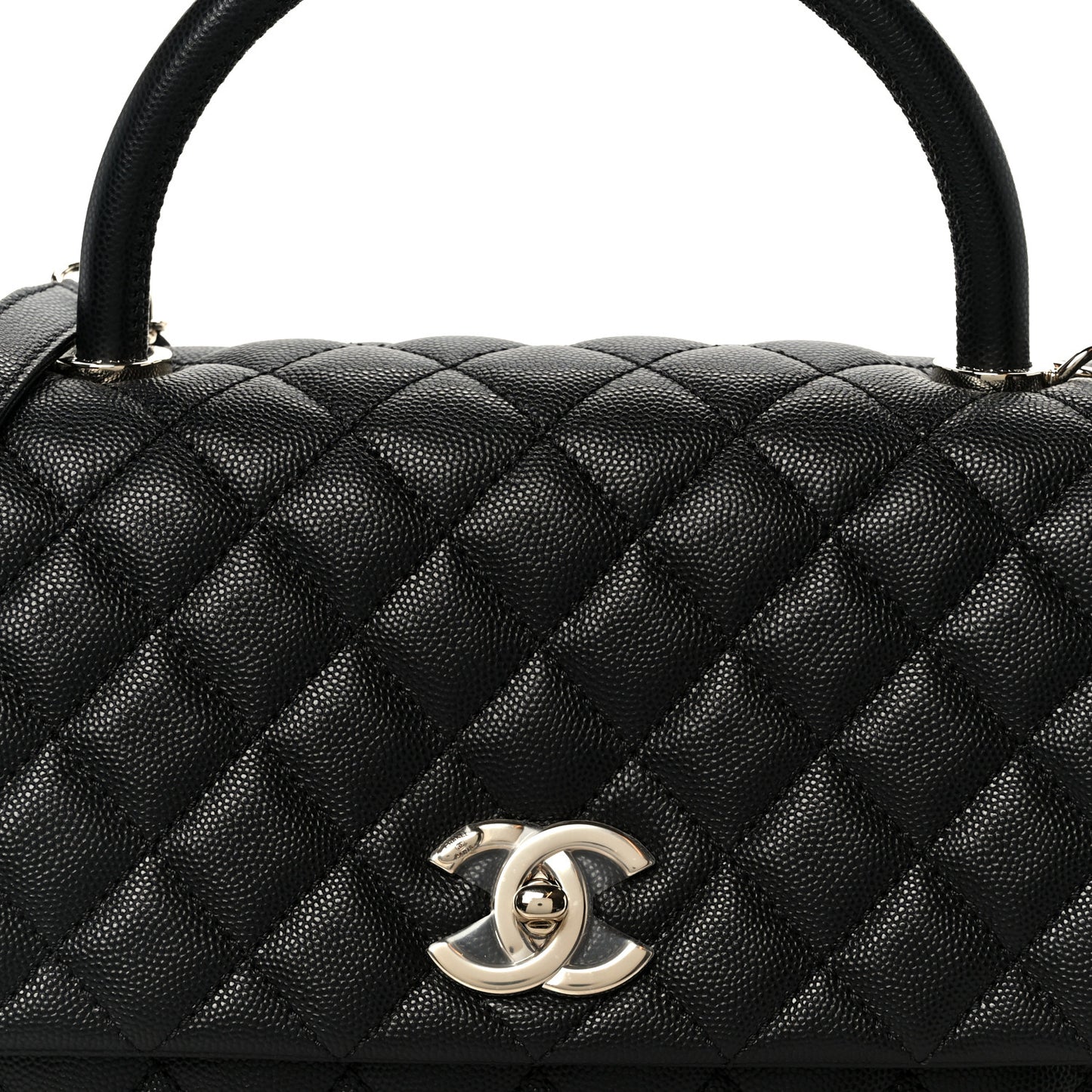 Caviar Quilted Small Coco Handle Flap Black