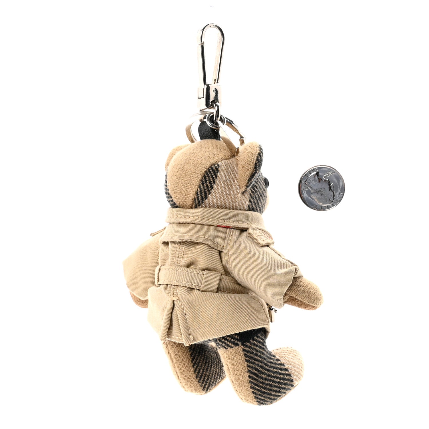 Burberry Cashmere House Check Thomas Bear Trench Coat Bag Charm Camel 2 of 4