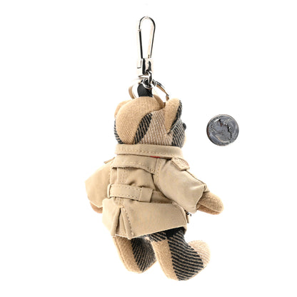 Burberry Cashmere House Check Thomas Bear Trench Coat Bag Charm Camel 2 of 4