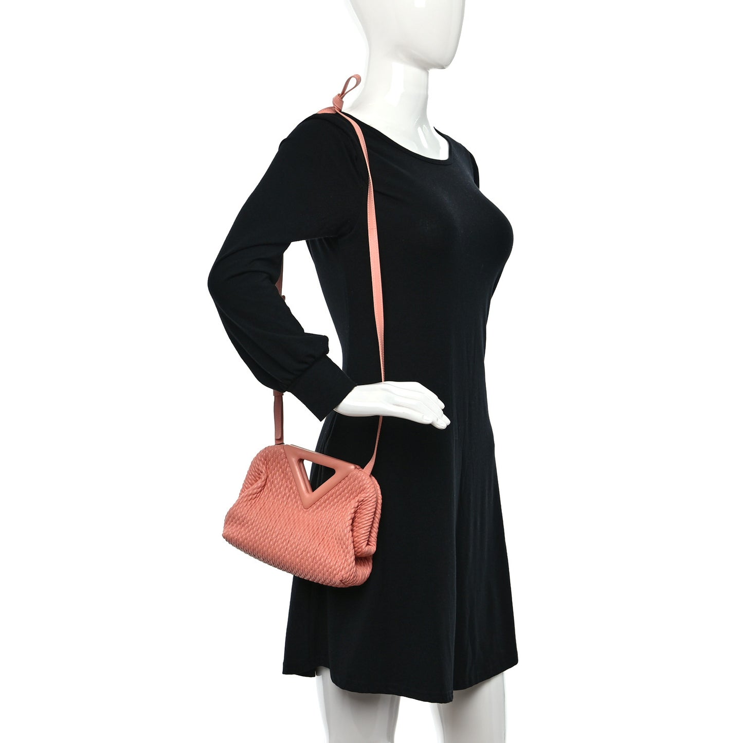 Lambskin Knit Small The Point Triangle Bag Peachy