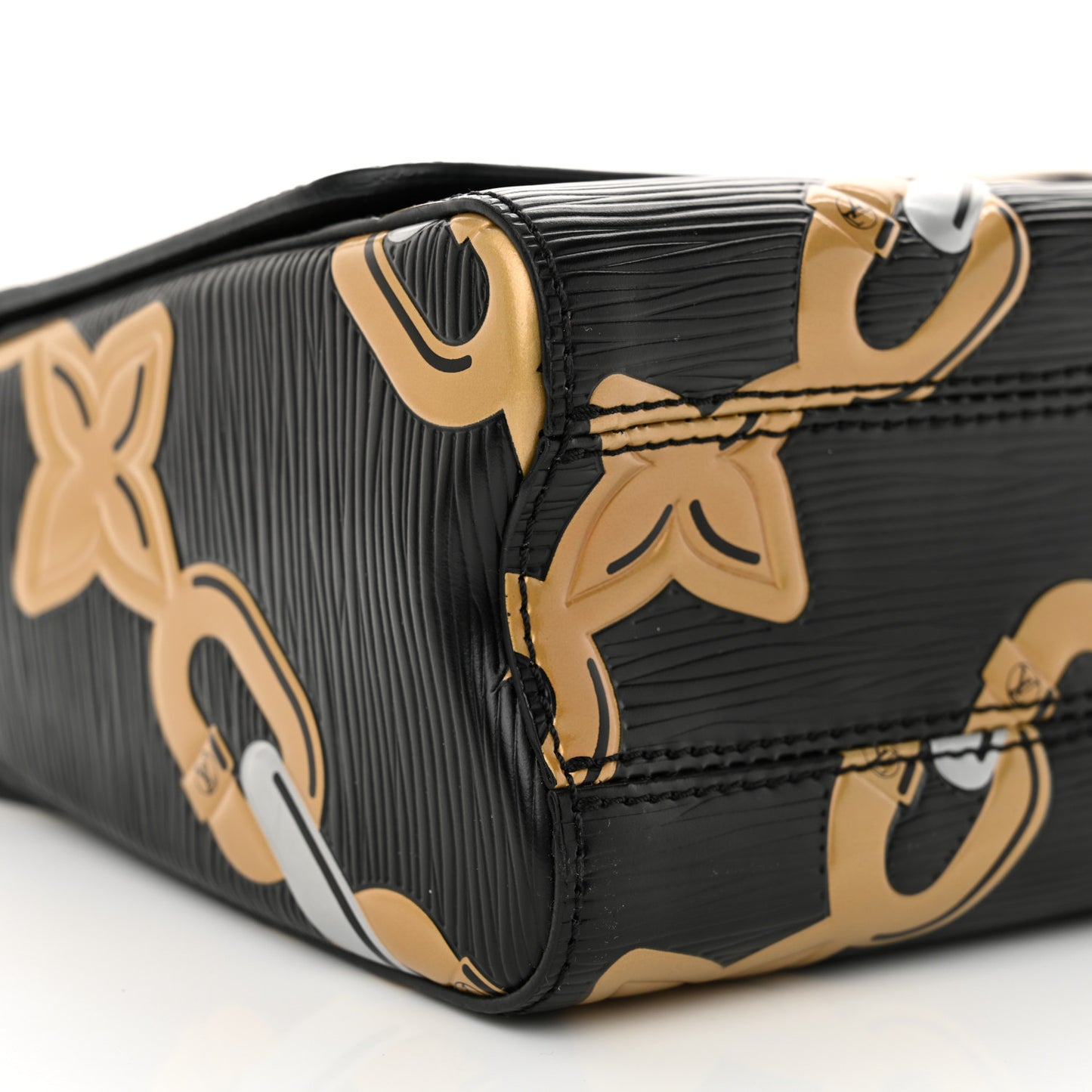 Epi Chain Flower Twist Shoulder Bag MM Black