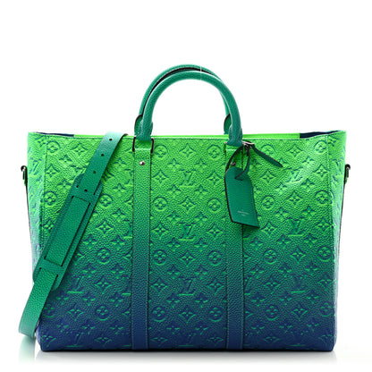 Louis Vuitton Taurillon Illusion Keepall Tote Bleu Vert 1 of 8
