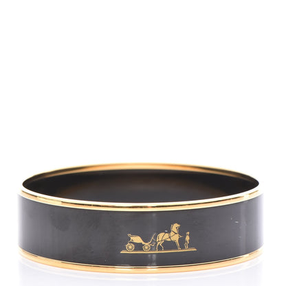 Hermes Enamel Printed Wide Caleche Bracelet 70 Black 3 of 6