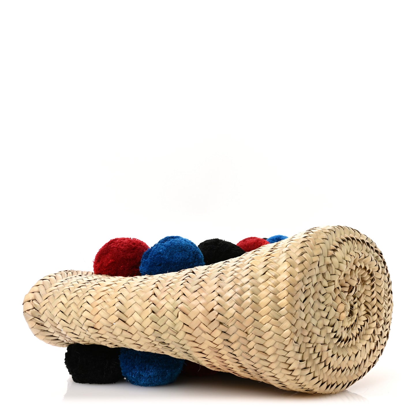 Woven Straw Pompom Loubishore Tote Naturel Multicolor Biscotto