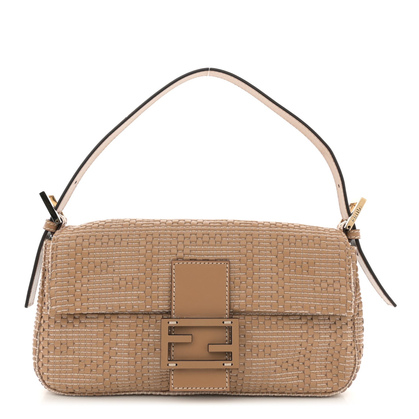Calfskin Woven Baguette Cammelo Beige
