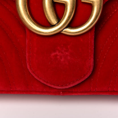 Gucci Velvet Matelasse Medium GG Marmont Shoulder Bag Hibiscus Red 12 of 13