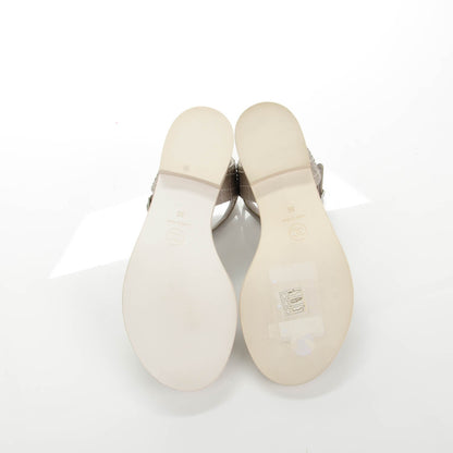 Chanel Calfskin CC Chain Thong Sandals 36 Grey 6 of 8